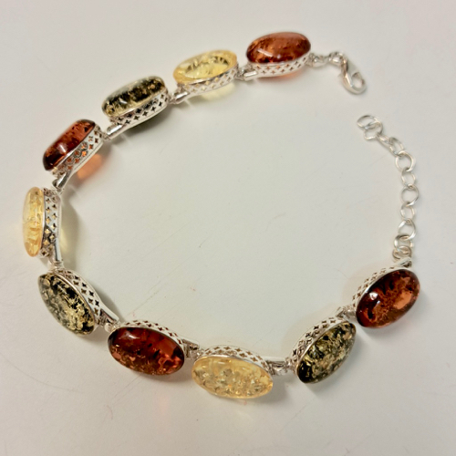 HWG-2306 Bracelet, Rum, Lemon & Green Amber $135 at Hunter Wolff Gallery